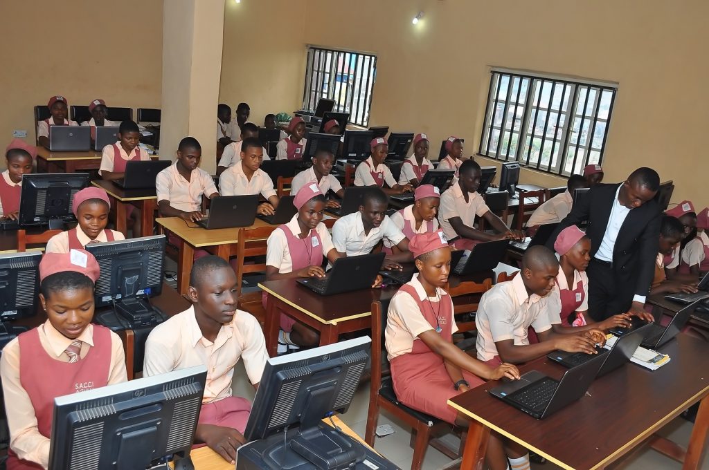 Students having a practical class at our computer laboratory