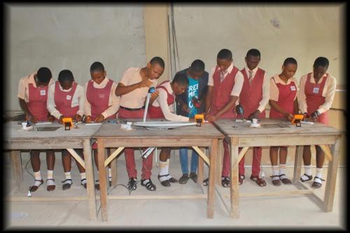 Students performing experiments at the basic electrical laboratory